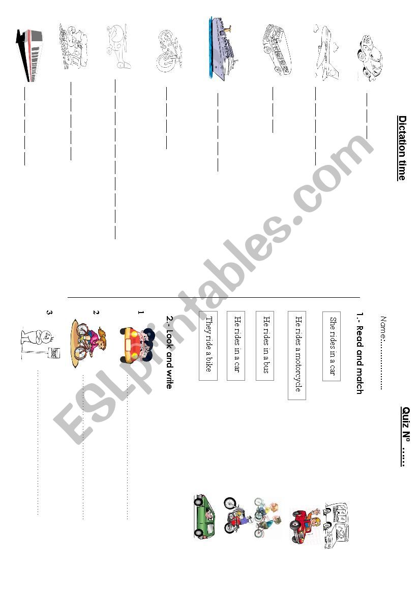 Means of transport worksheet