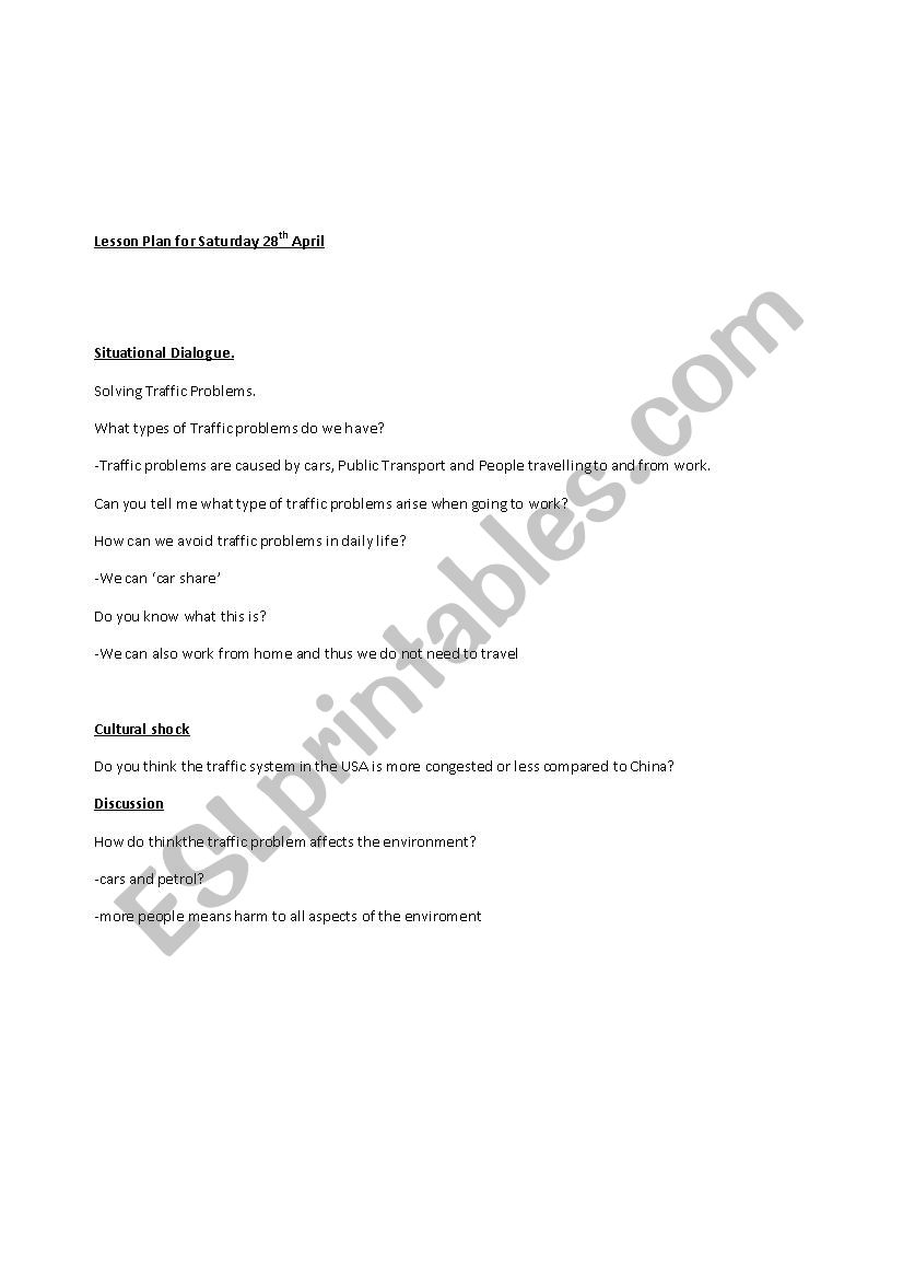 Culture Shock worksheet