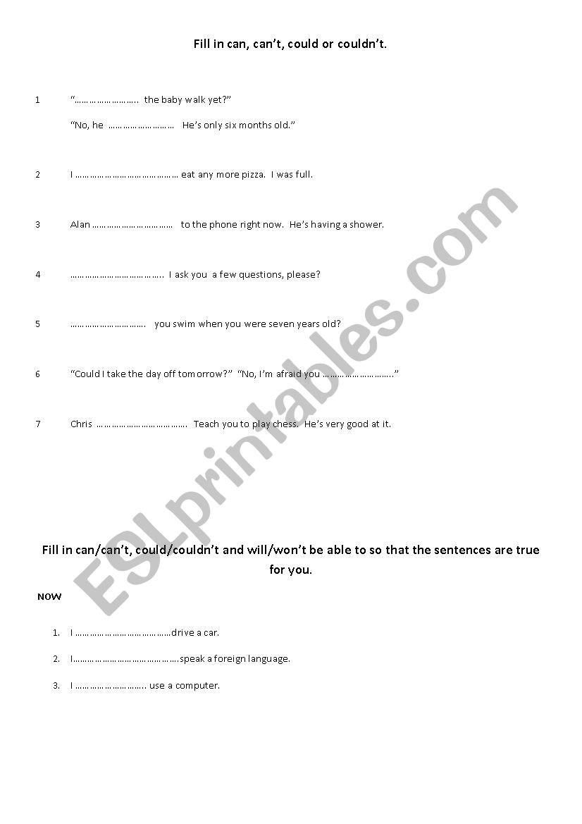 Modal Verb Worksheet worksheet