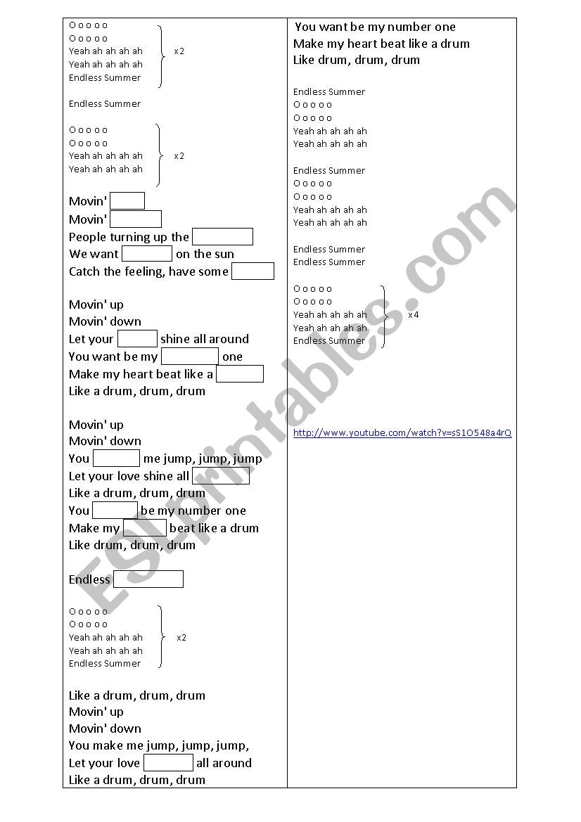 EURO 2012 SONG worksheet