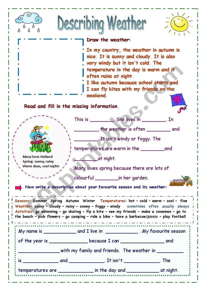 Describing The Weather (easy) worksheet