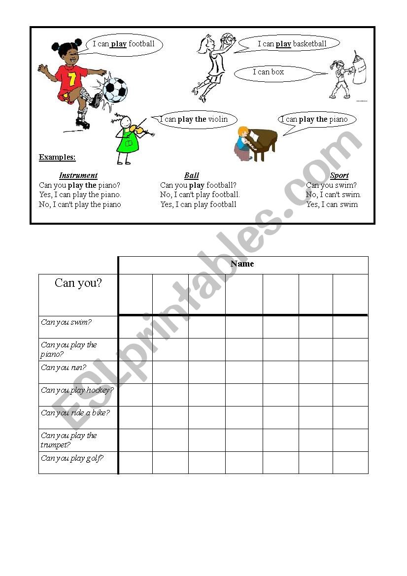 Can you? worksheet