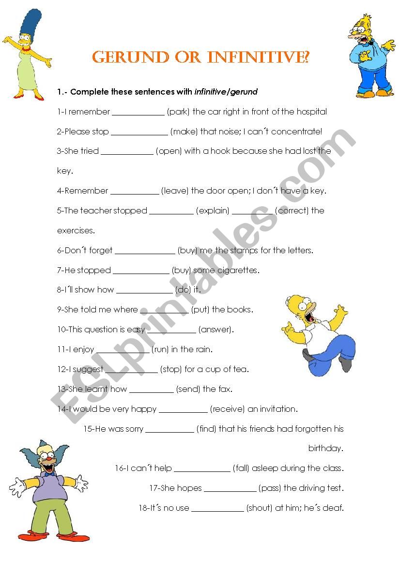 GERUND OR INFINITIVE? worksheet