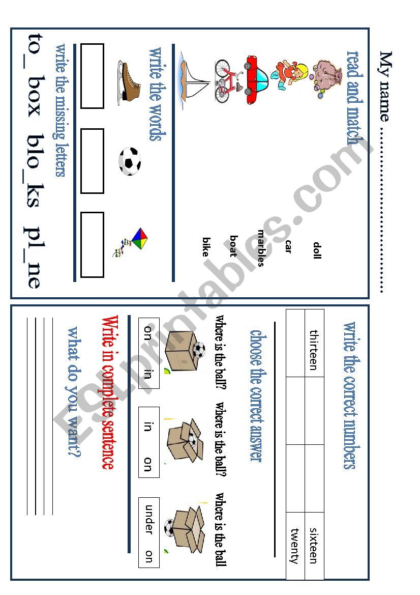 my toys worksheet