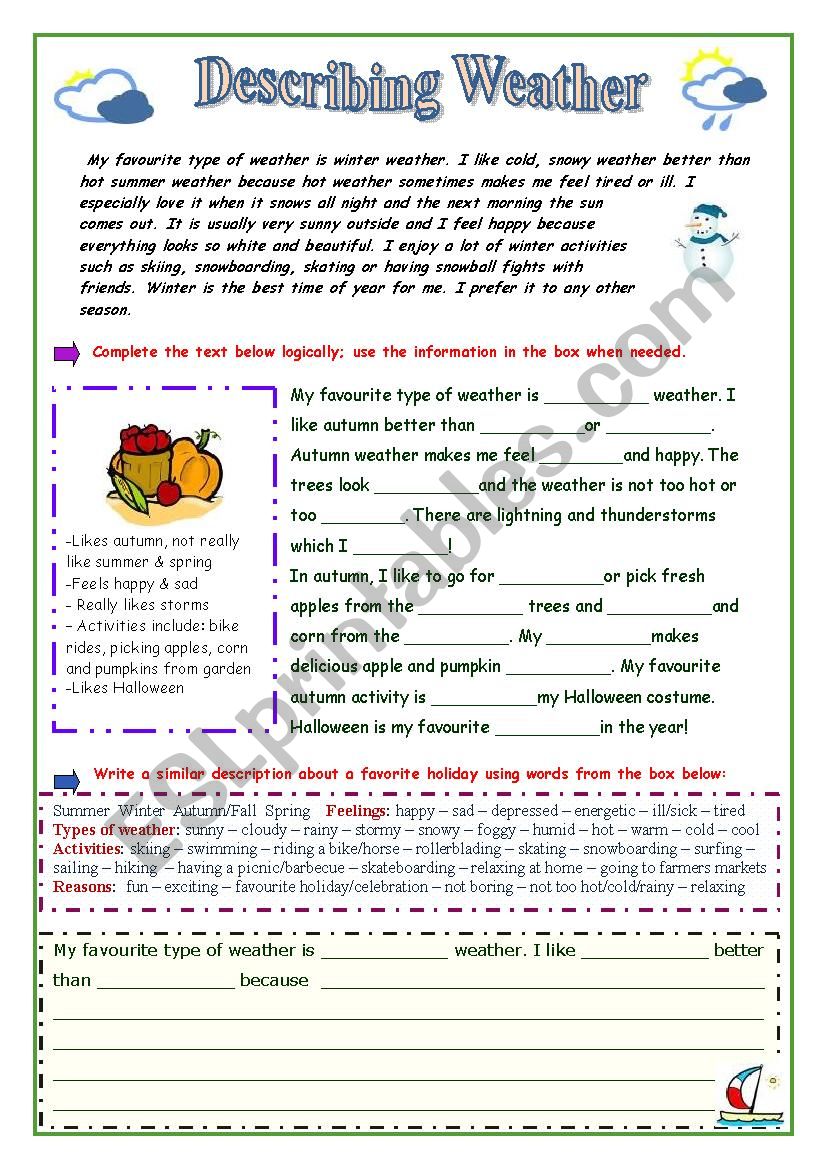 Describe the Weather worksheet