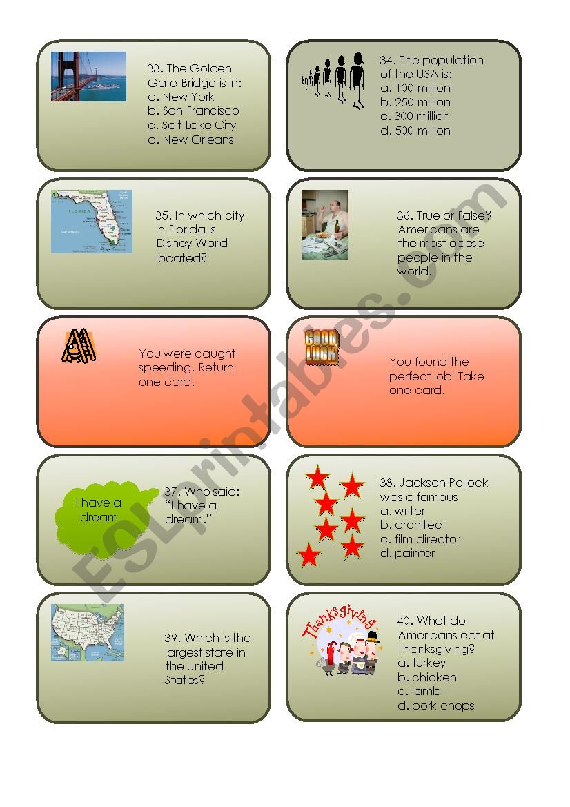 Trivia card game United States 3/3