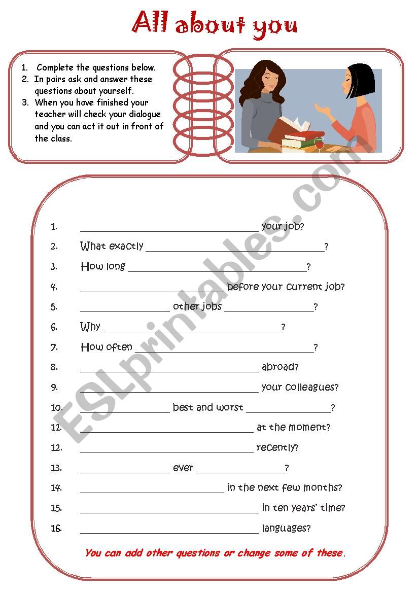 PAIR WORK: ASKING QUESTIONS  worksheet