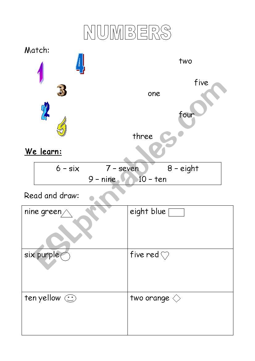 Number 1-10 worksheet