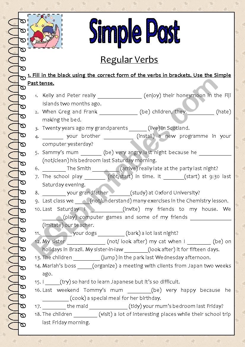 Simple Past Regular verbs worksheet