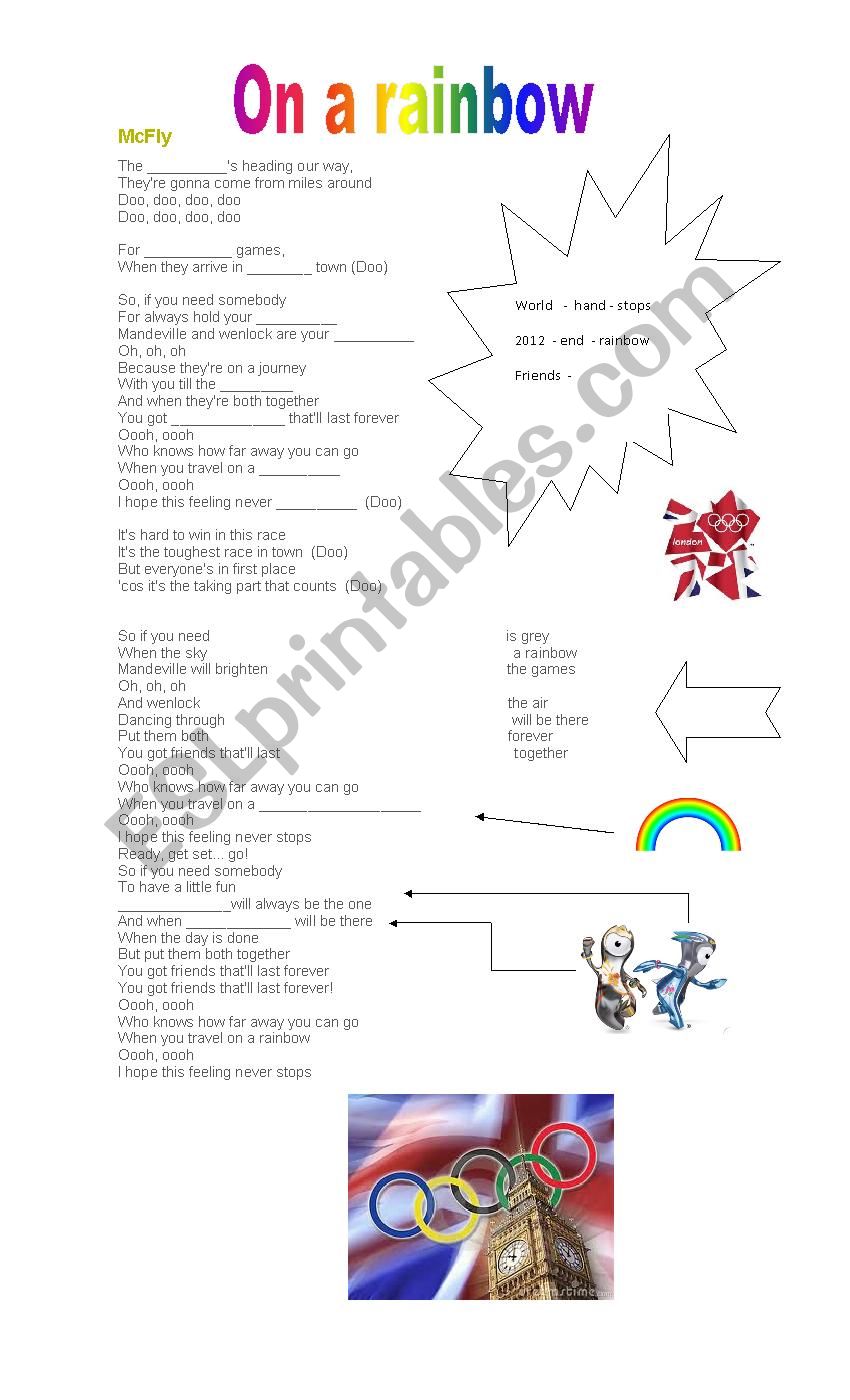 Song: on a rainbow worksheet