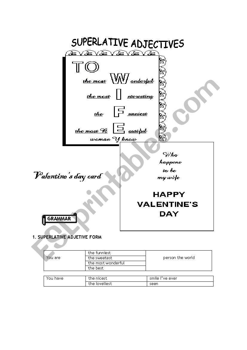 SUPERLATIVE ADJECTIVES worksheet