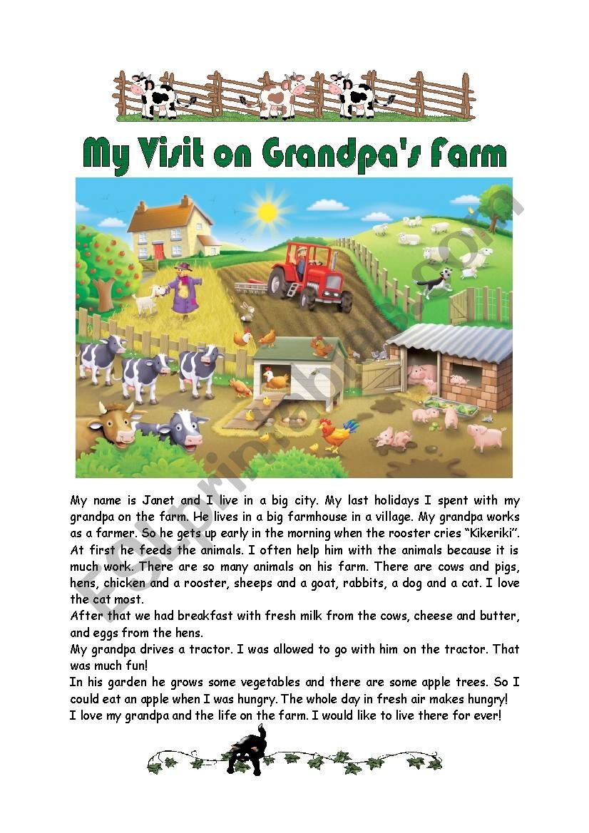 My Visit on Grandpas Farm worksheet