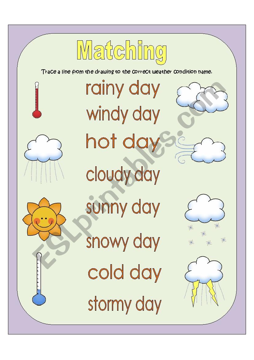 Weather Conditions - Matching worksheet