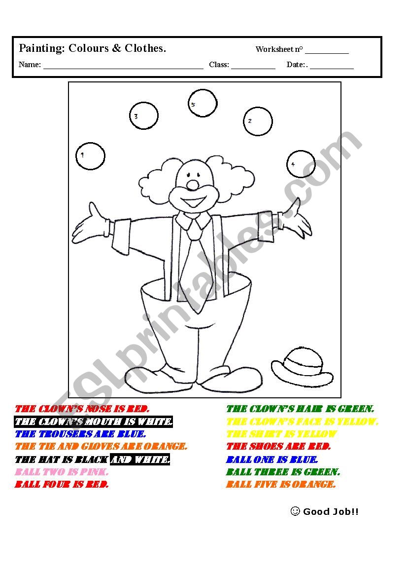 Clown for Painting worksheet