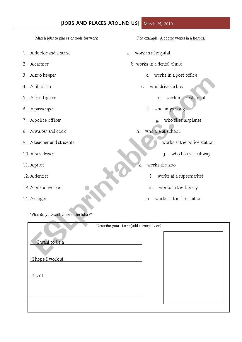 Job and work worksheet