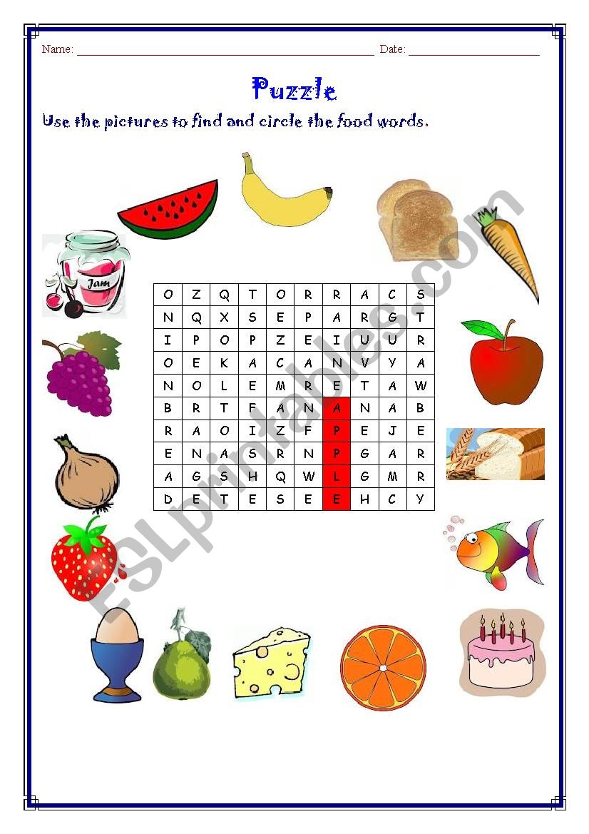Food Puzzle worksheet