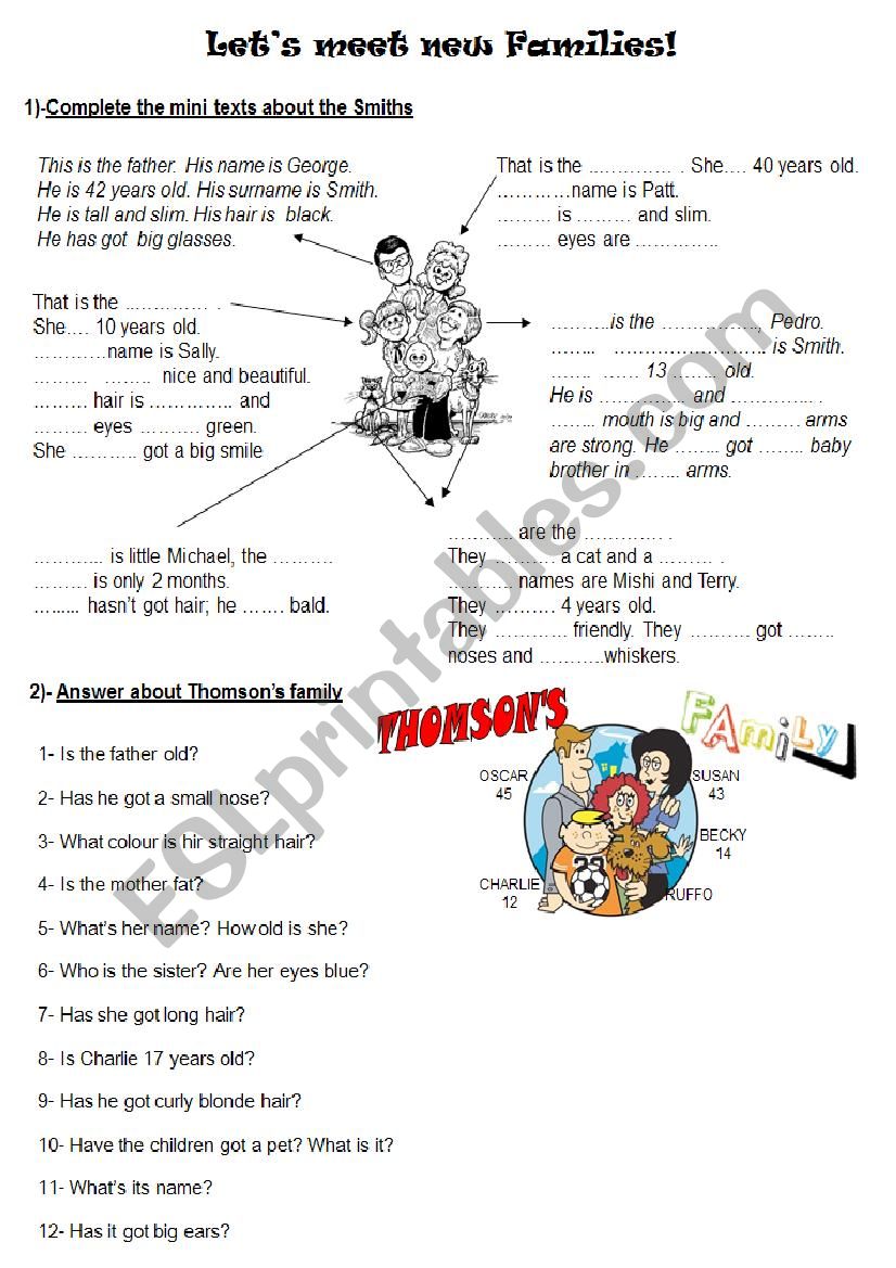 Families worksheet