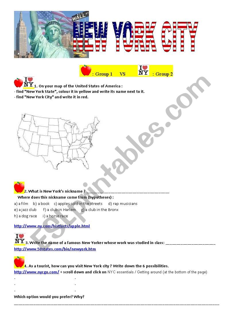 New York webquest worksheet