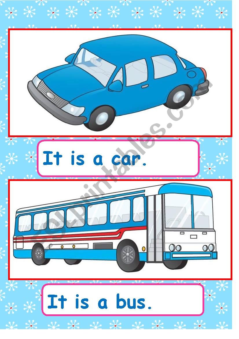 ways of transportation flash cards