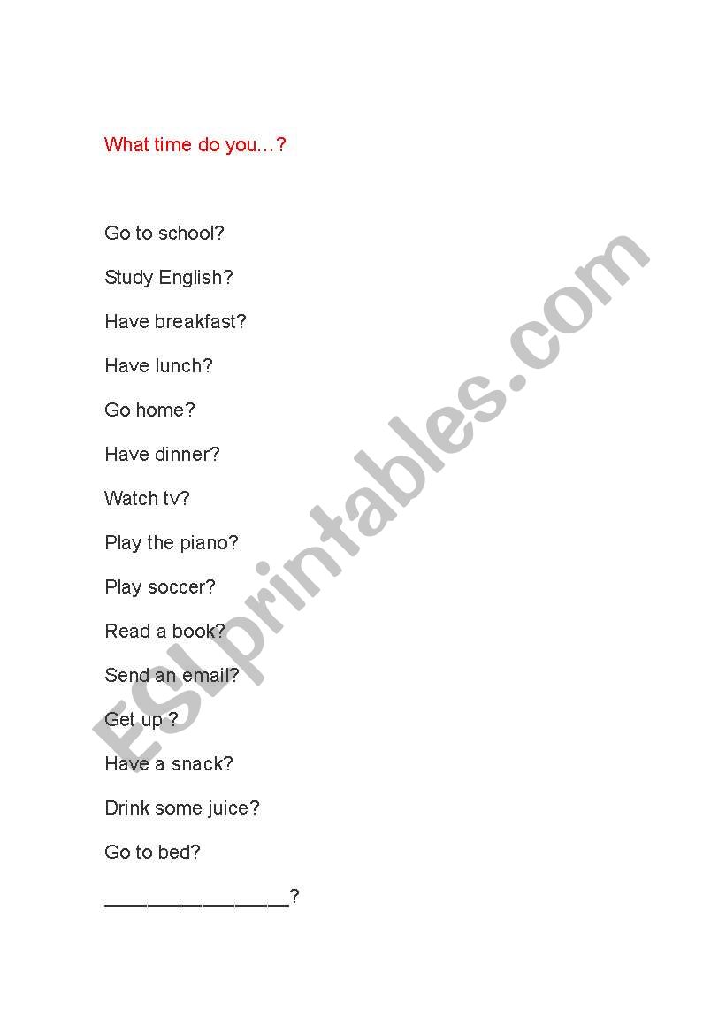 What time worksheet