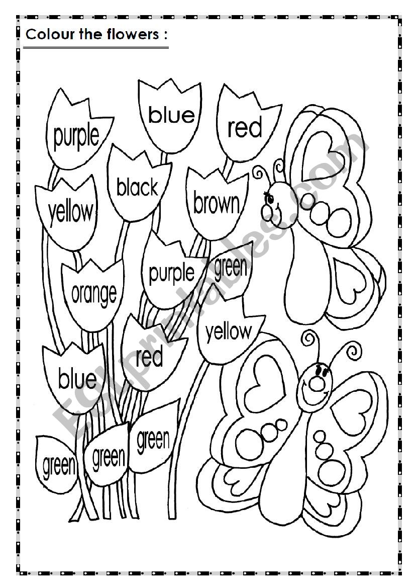 Colour the Flowers worksheet