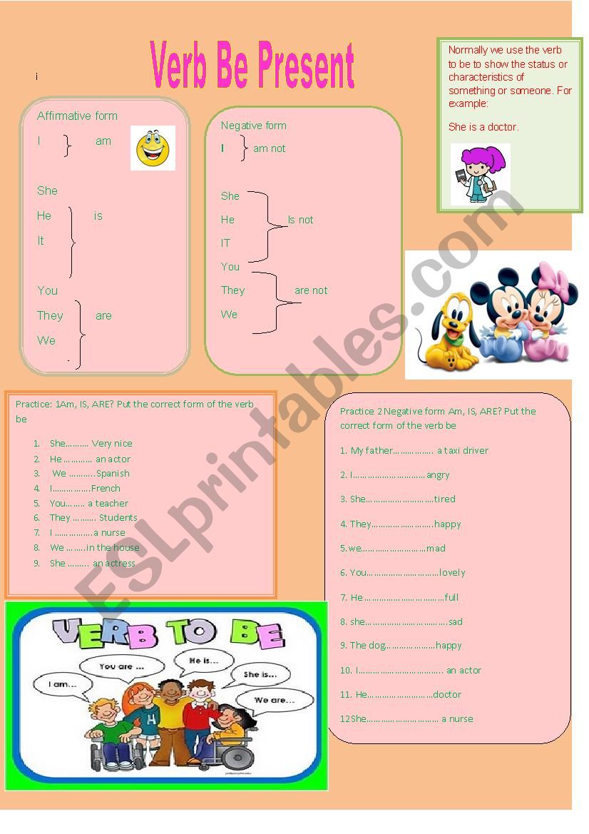 Verb  Be Present worksheet