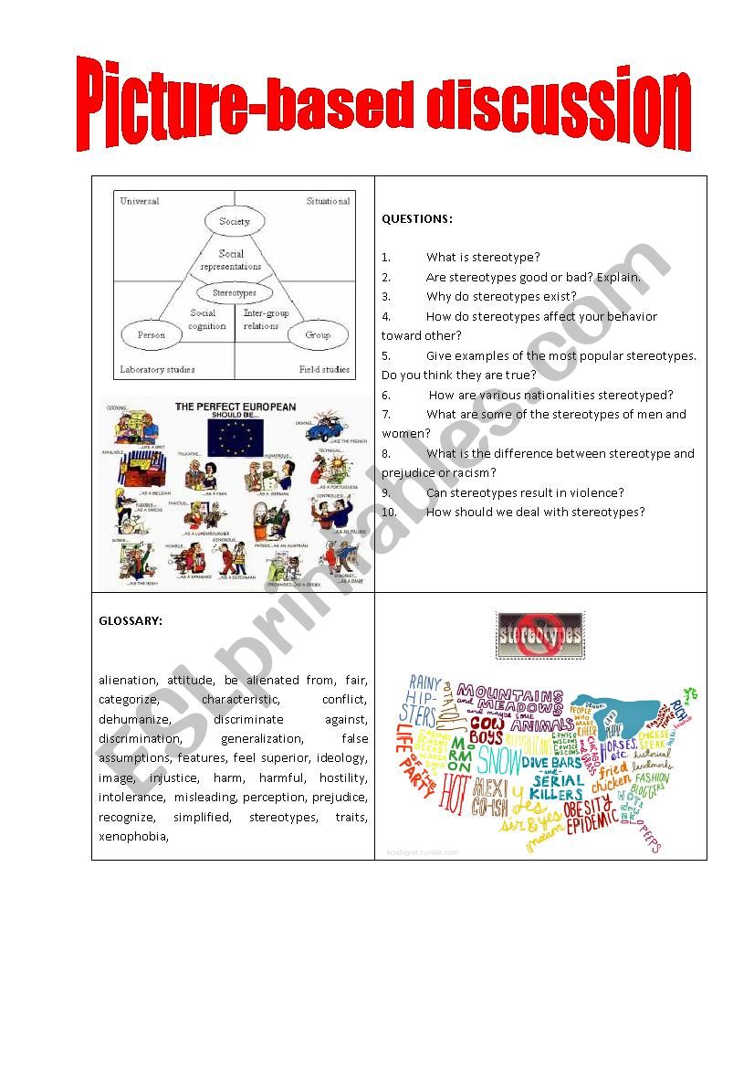 Picture-based discussion stereotypes