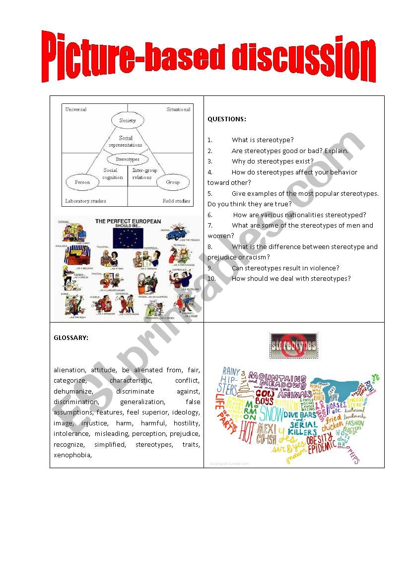 Picture-based discussion stereotypes