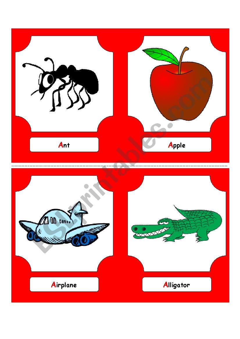 Alphabet Words - A  (flash cards)