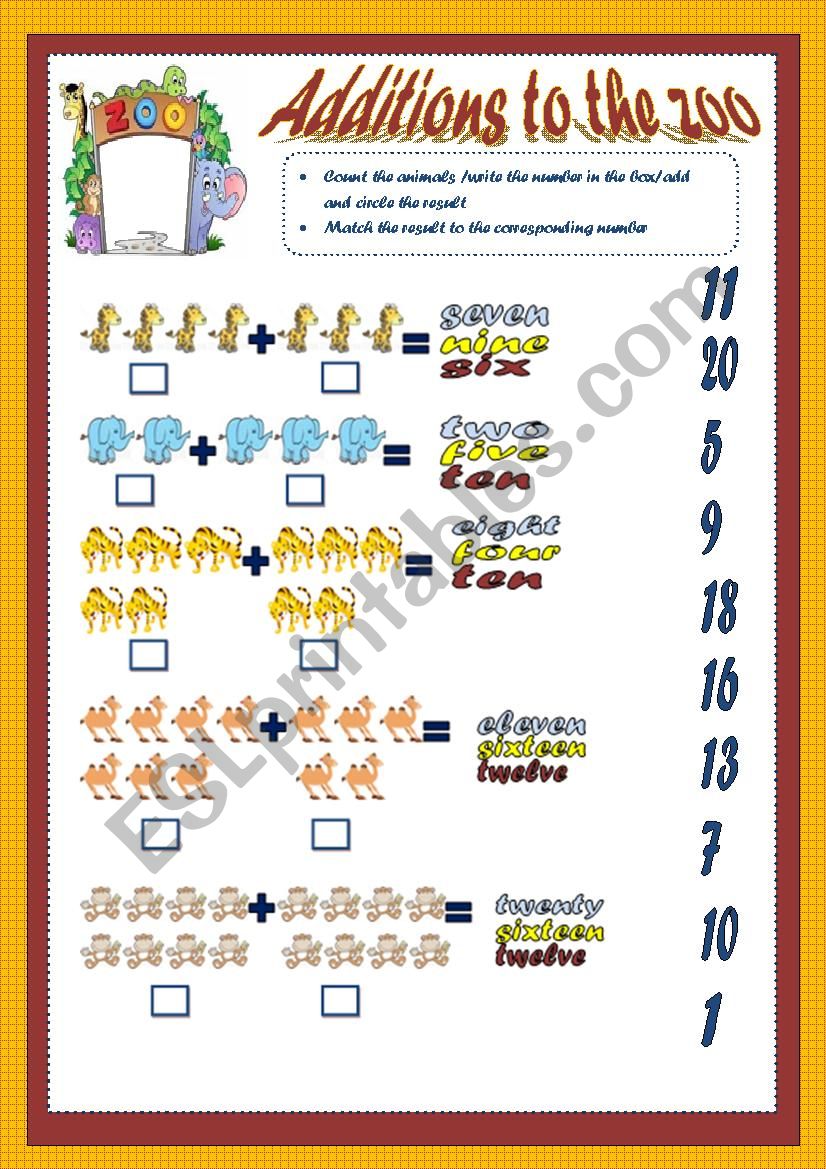 additions to the zoo worksheet