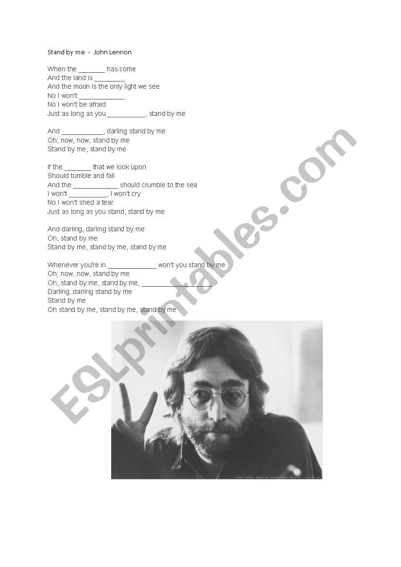 Stand by me - John Lennon worksheet