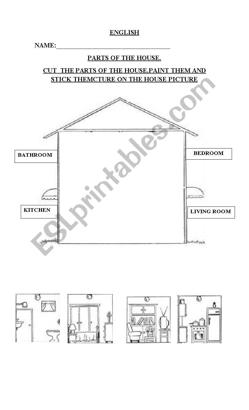 Parts of the house worksheet