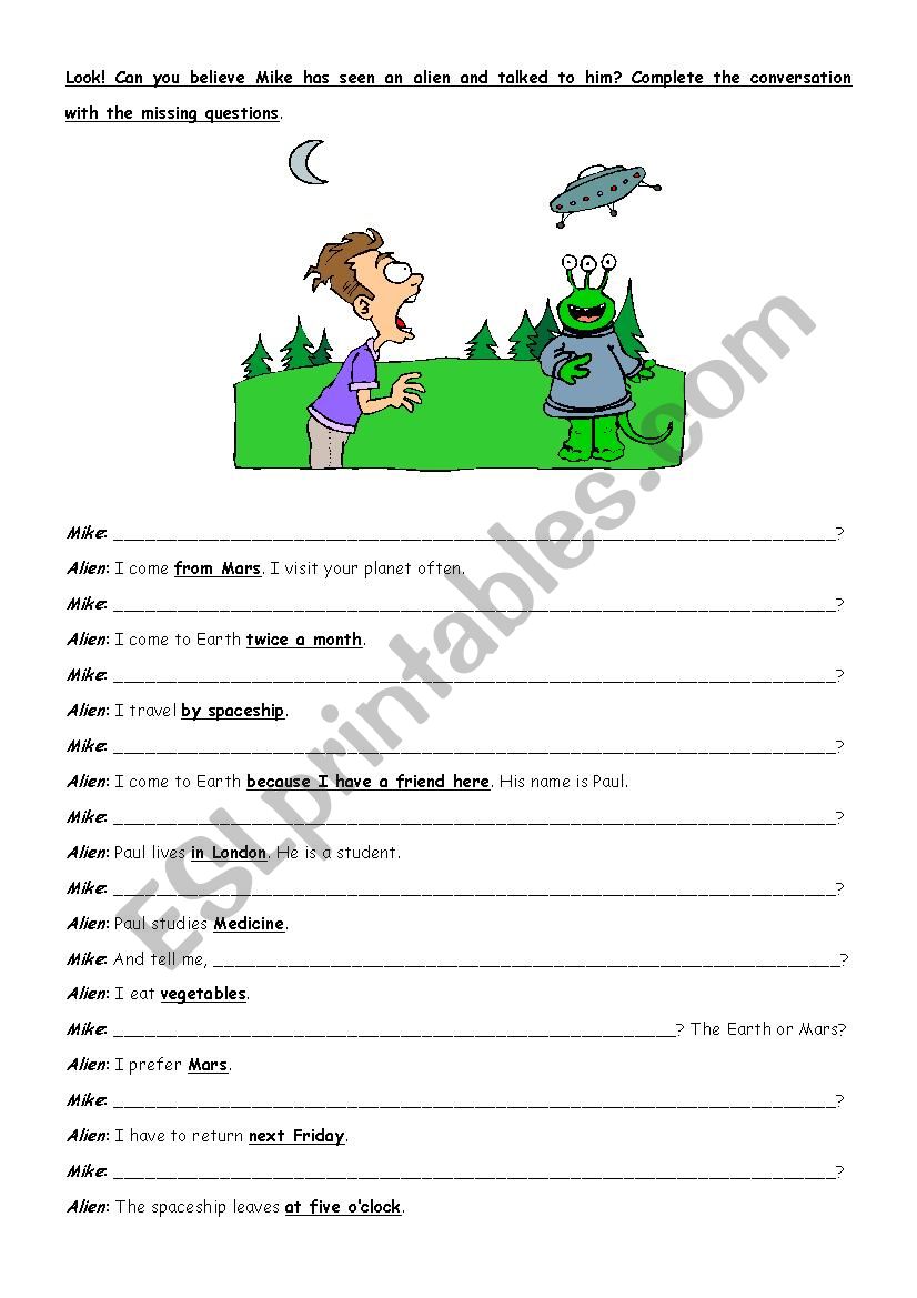 Asking questions worksheet