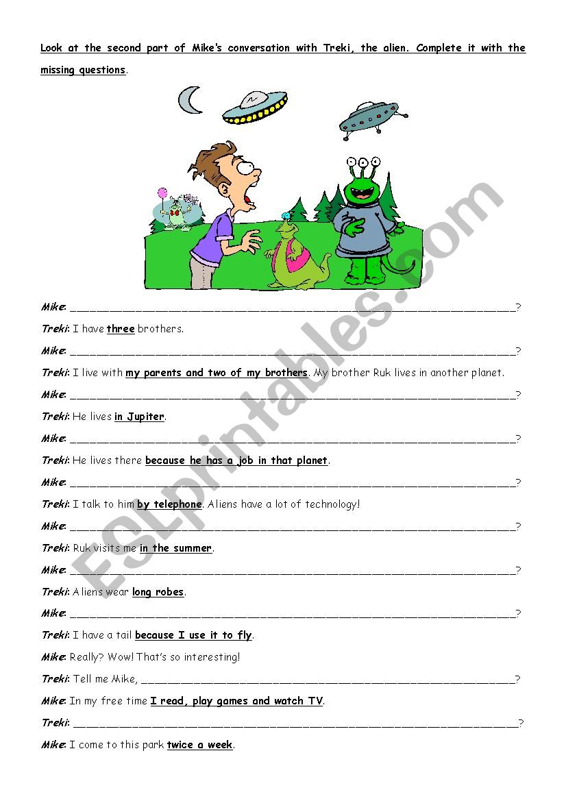 Asking questions worksheet