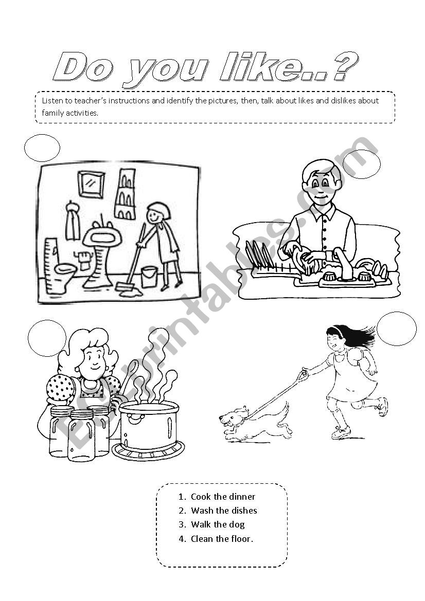 Family activities worksheet