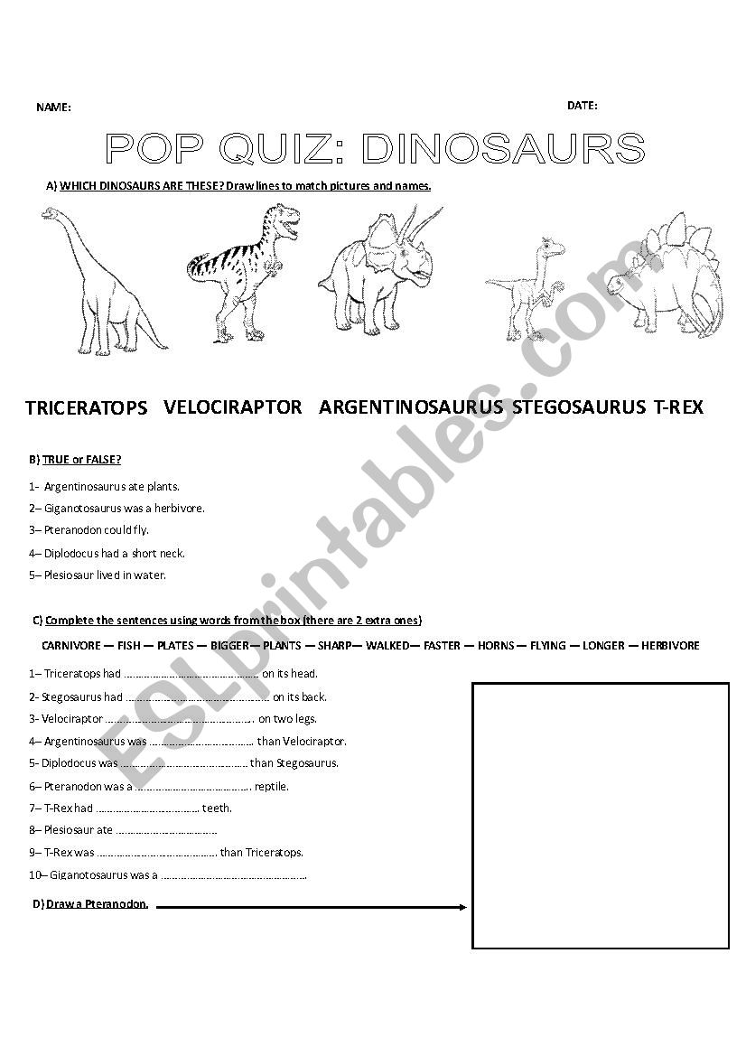 DINOSAURS! worksheet