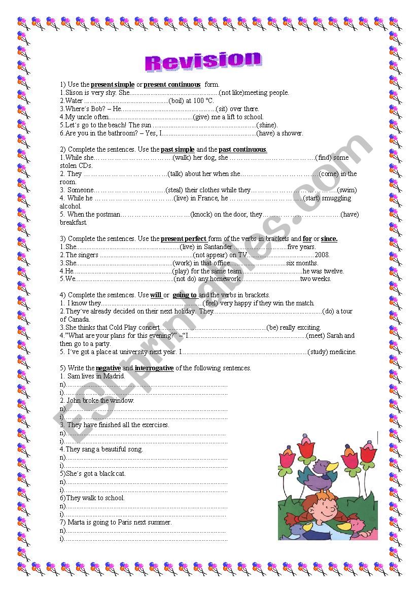 Revision: different tenses worksheet