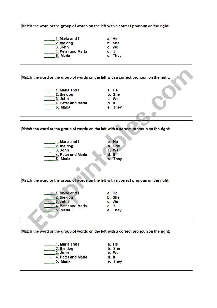 Personal Pronoun Activity  worksheet