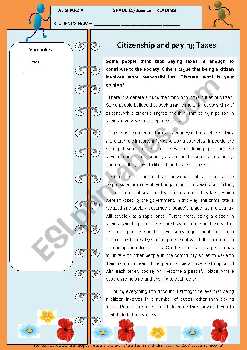 Citizenship is not only to pay your taxes, itÂ´s more than this.