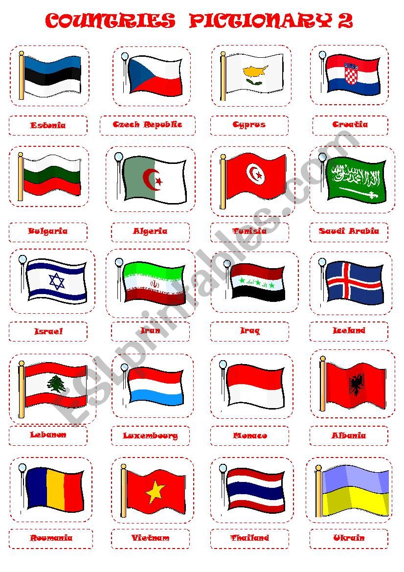 COUNTRIES  PICTIONARY 2 worksheet