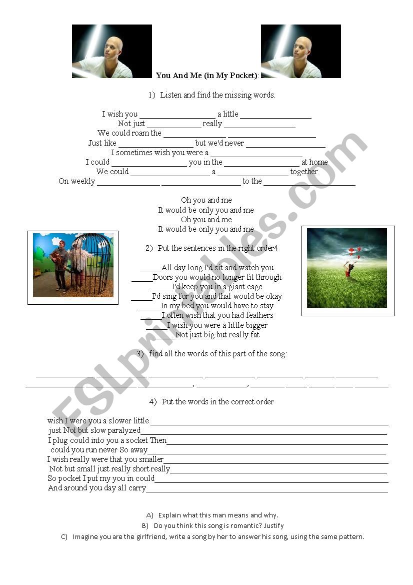 Milow, you and me worksheet