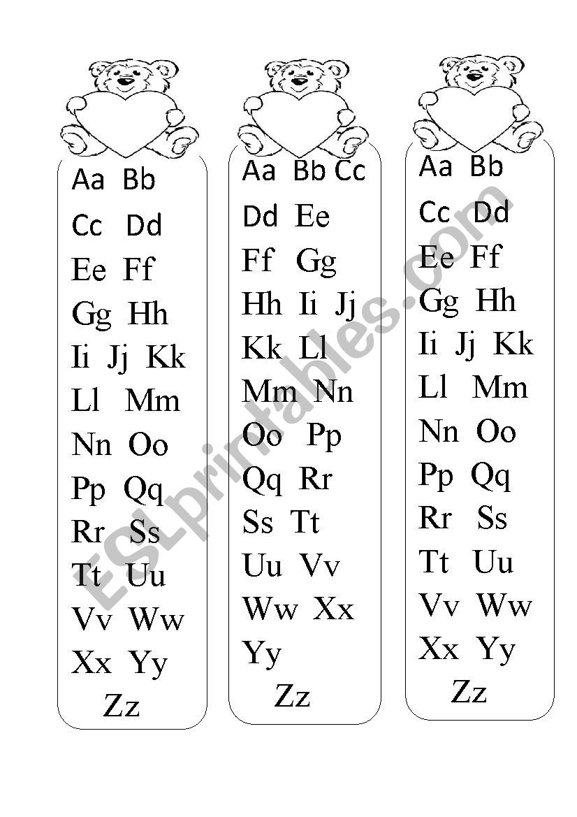 abc bookmark worksheet