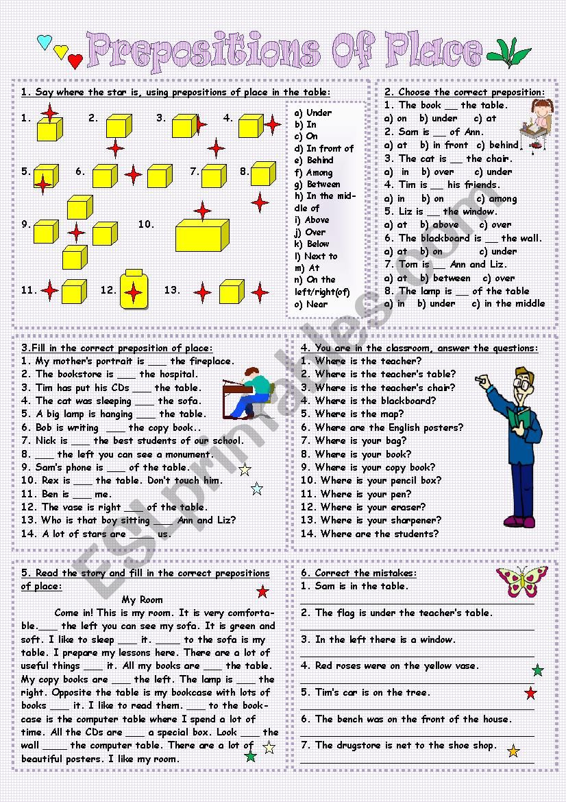 Prepositions Of  Place worksheet