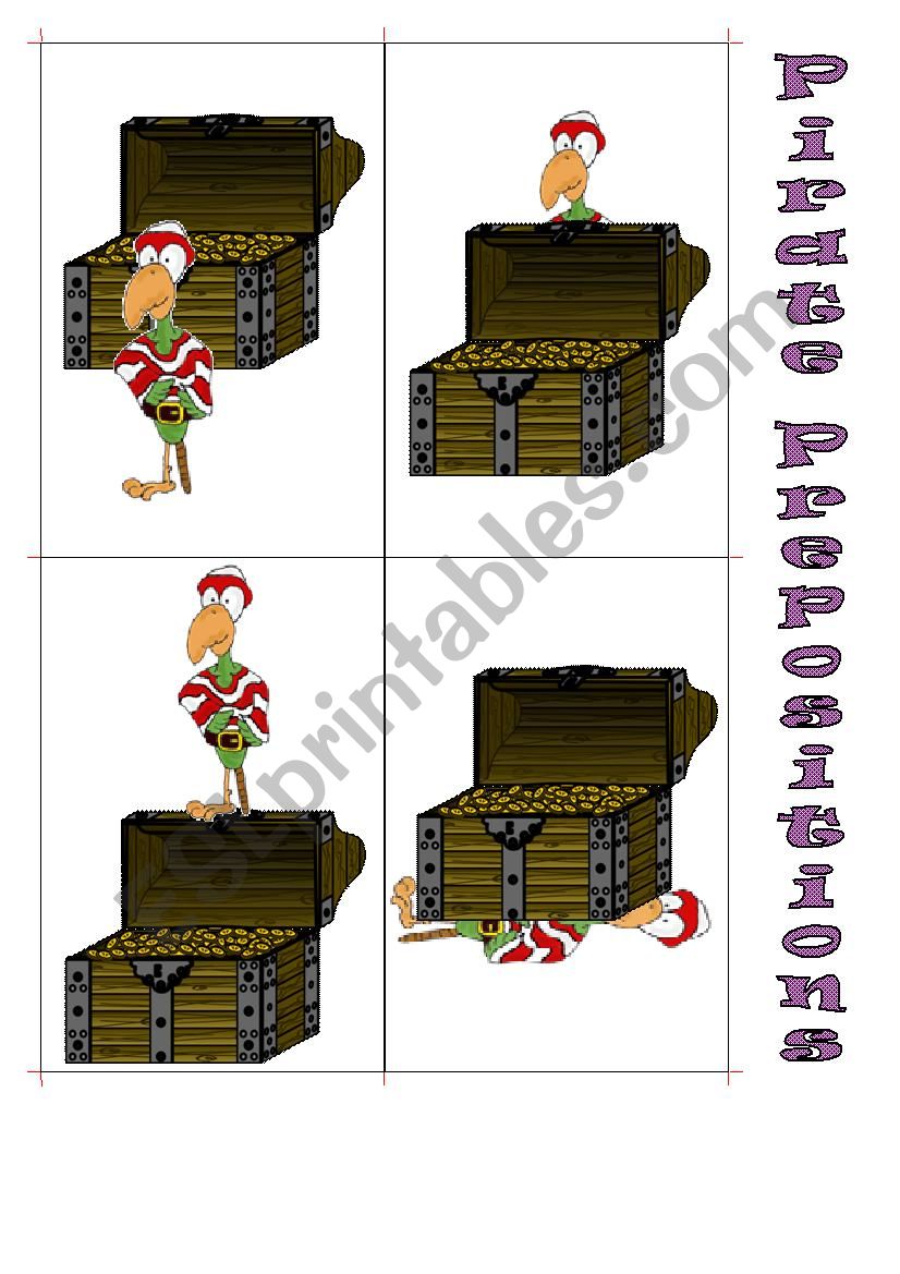 Pirate Themed Prepositions of Place Flashcards (6)