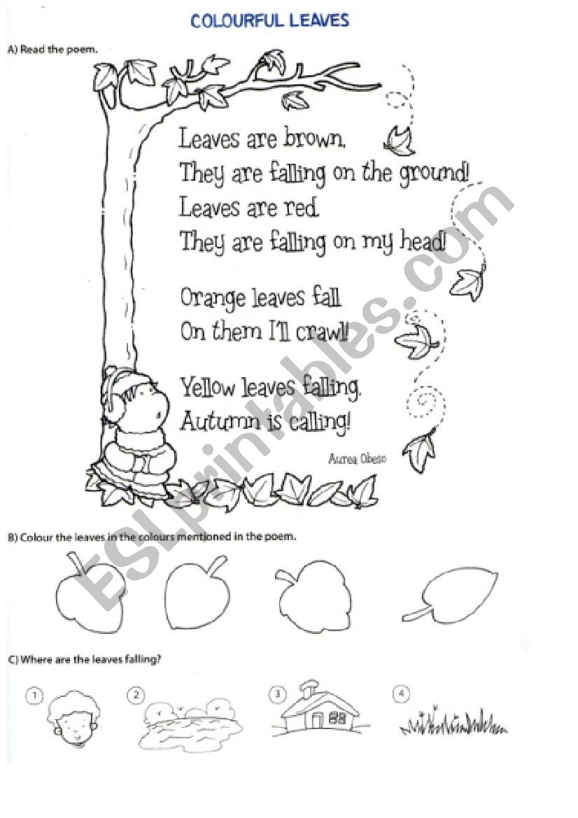 Autumn poem worksheet