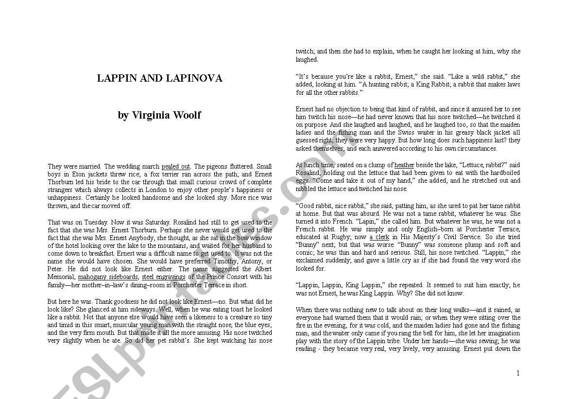 lappin and lapinova worksheet