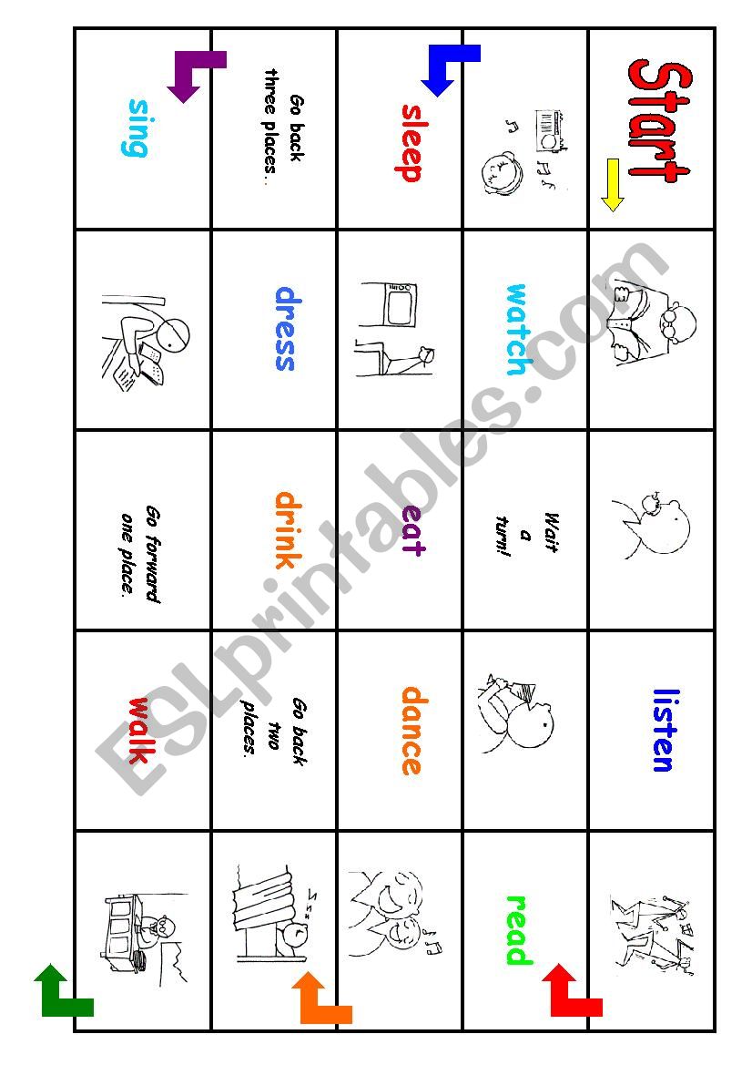 board game to strengthen vocabulary of common verbs (20)