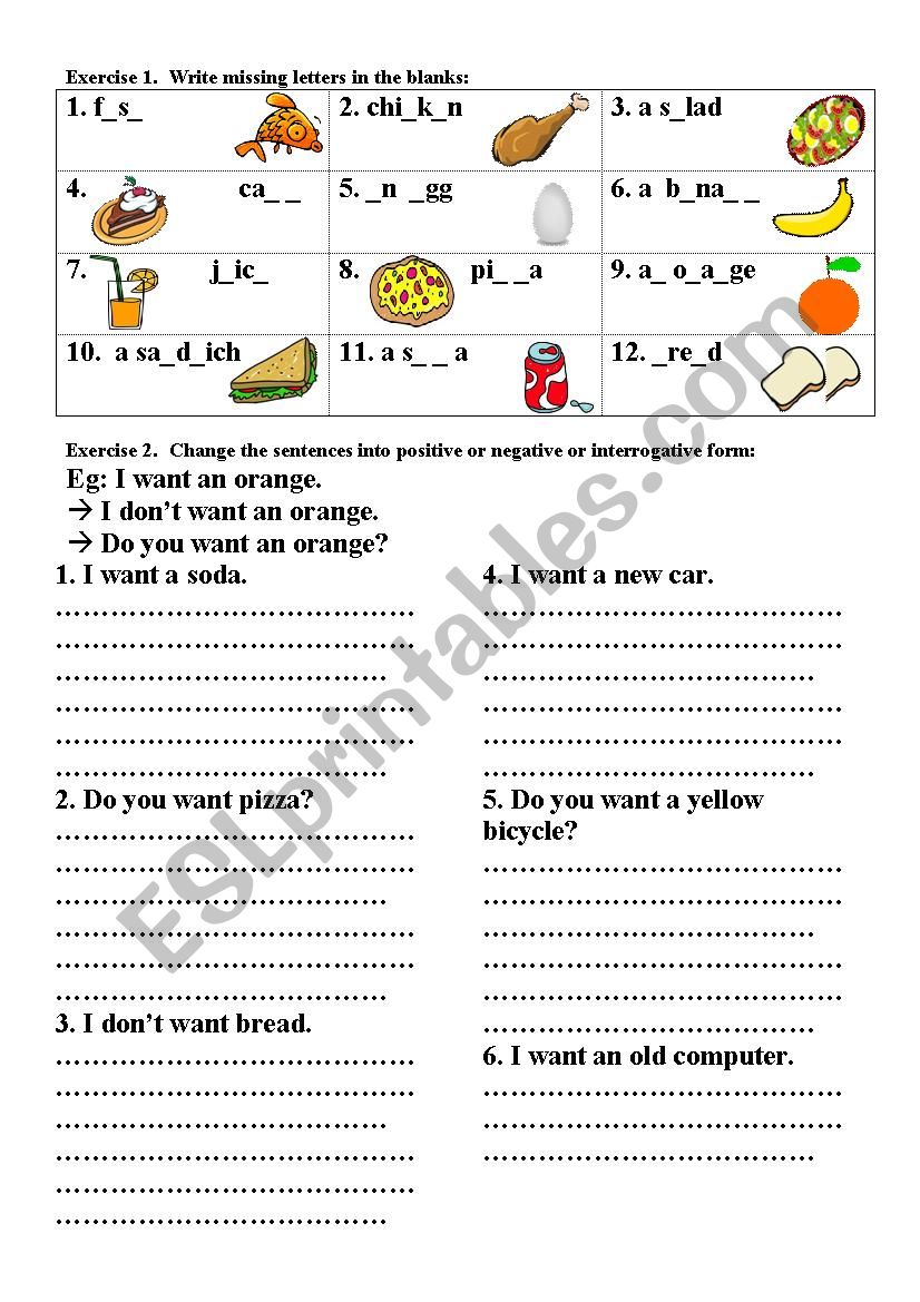 Food worksheet