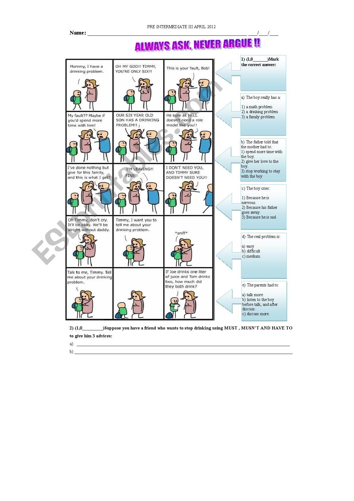 test of a pre intermediate group 