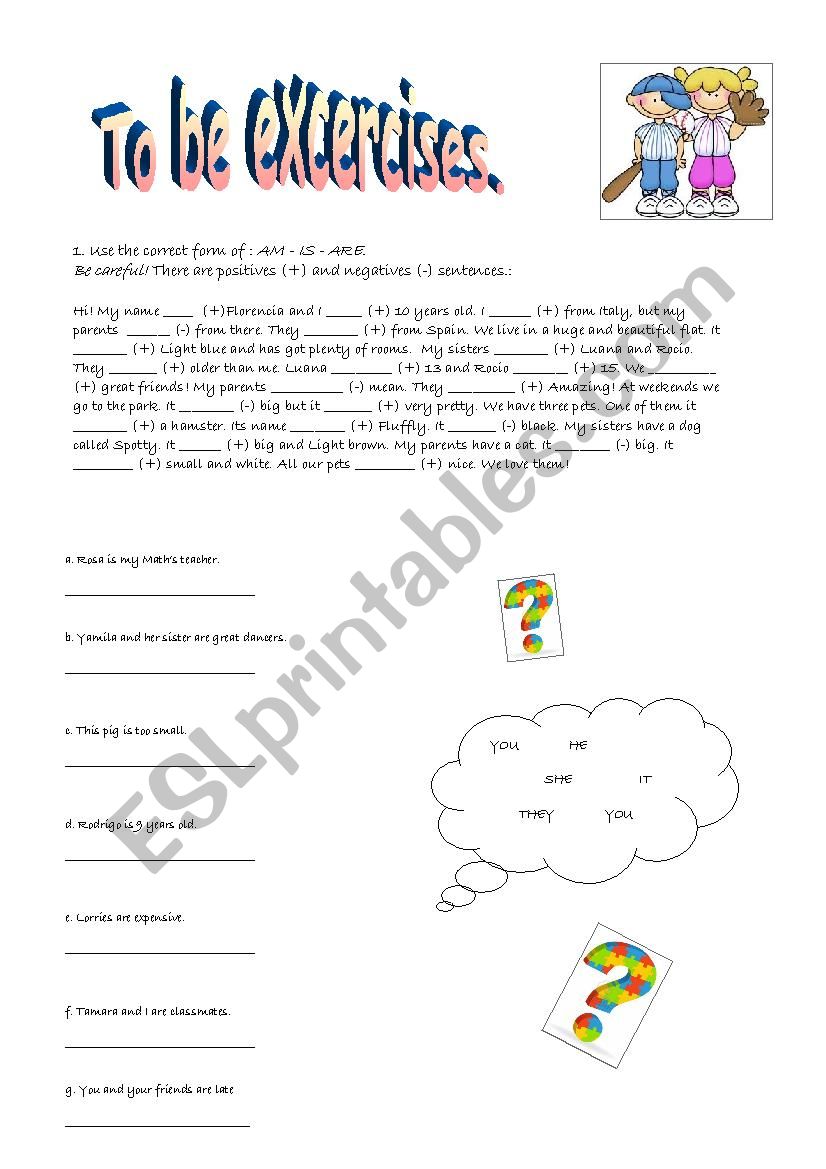 To be Excercises worksheet